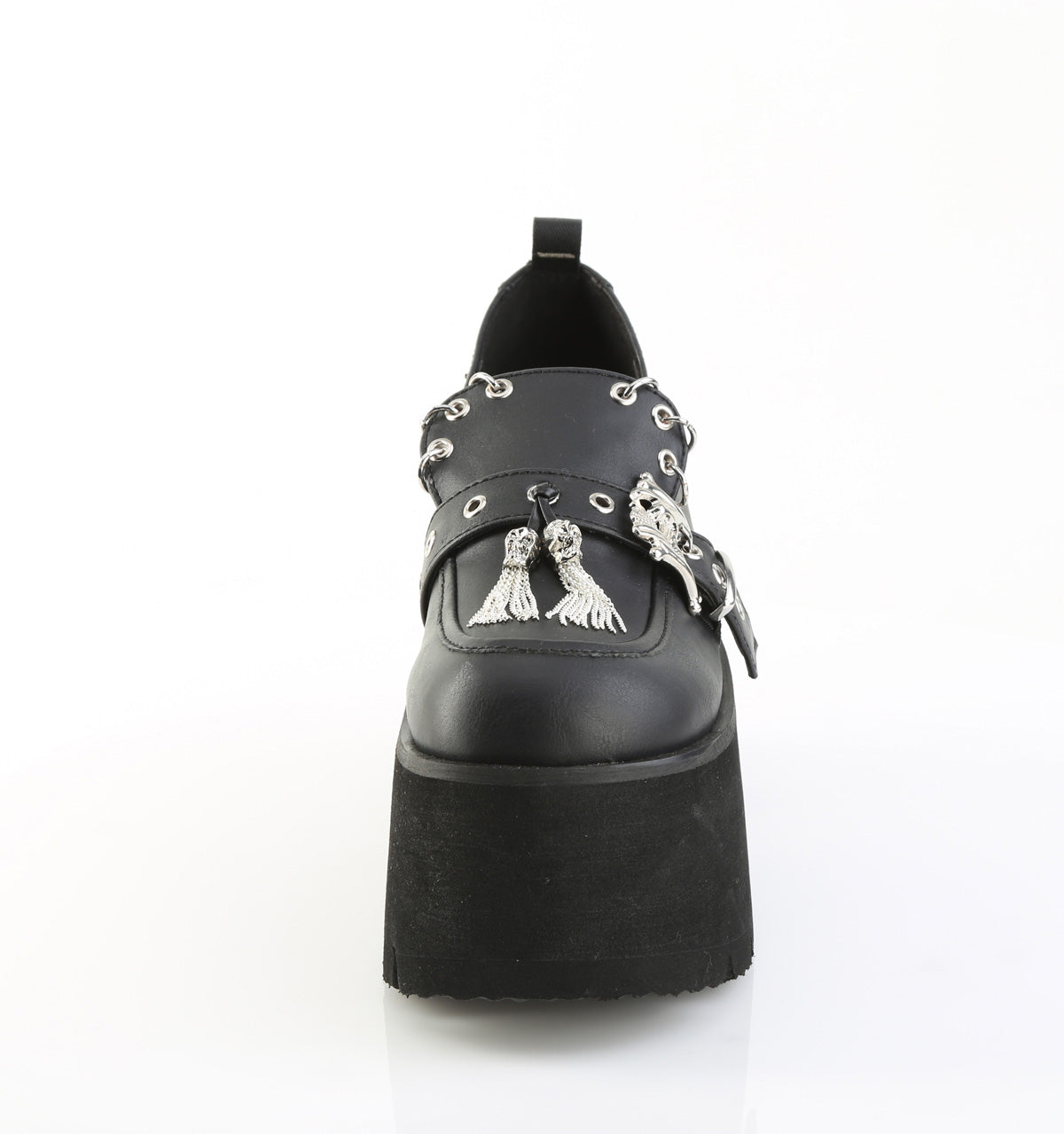 3 Inch Heel ASHES-38 Black Vegan Leather