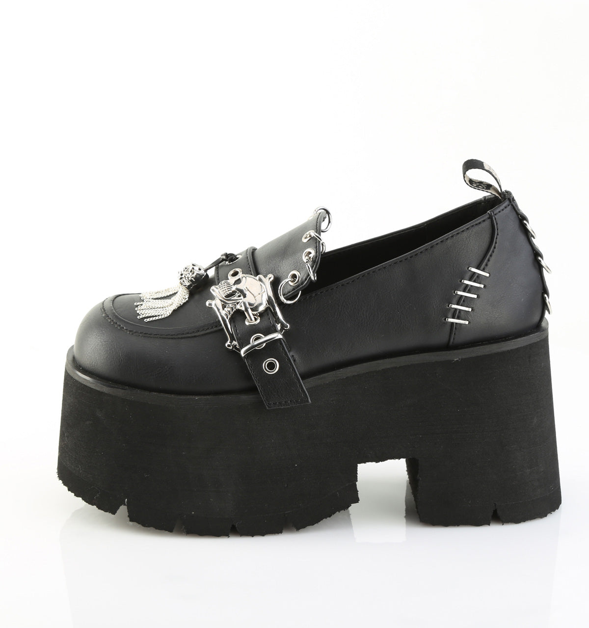 3 Inch Heel ASHES-38 Black Vegan Leather