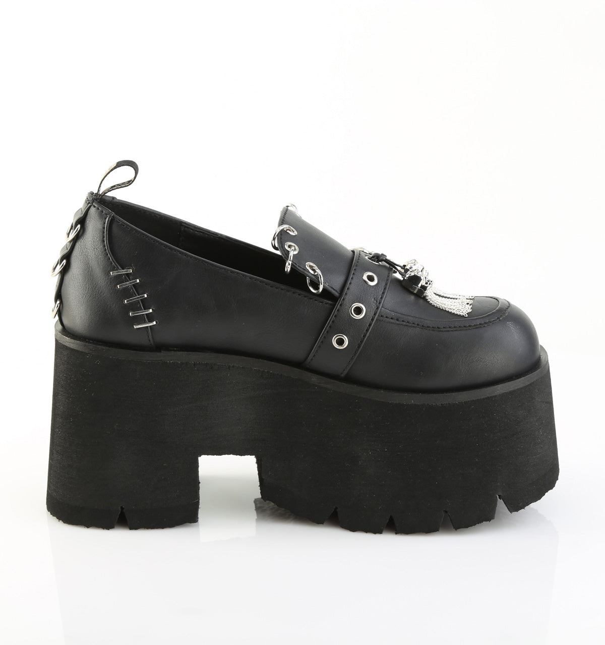 3 Inch Heel ASHES-38 Black Vegan Leather