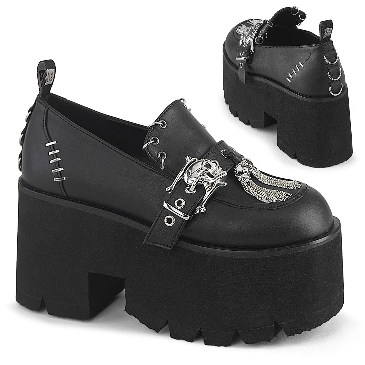 Demonia Ashes 38 Black Vegan Leather Women'S Heels & Platform Shoes