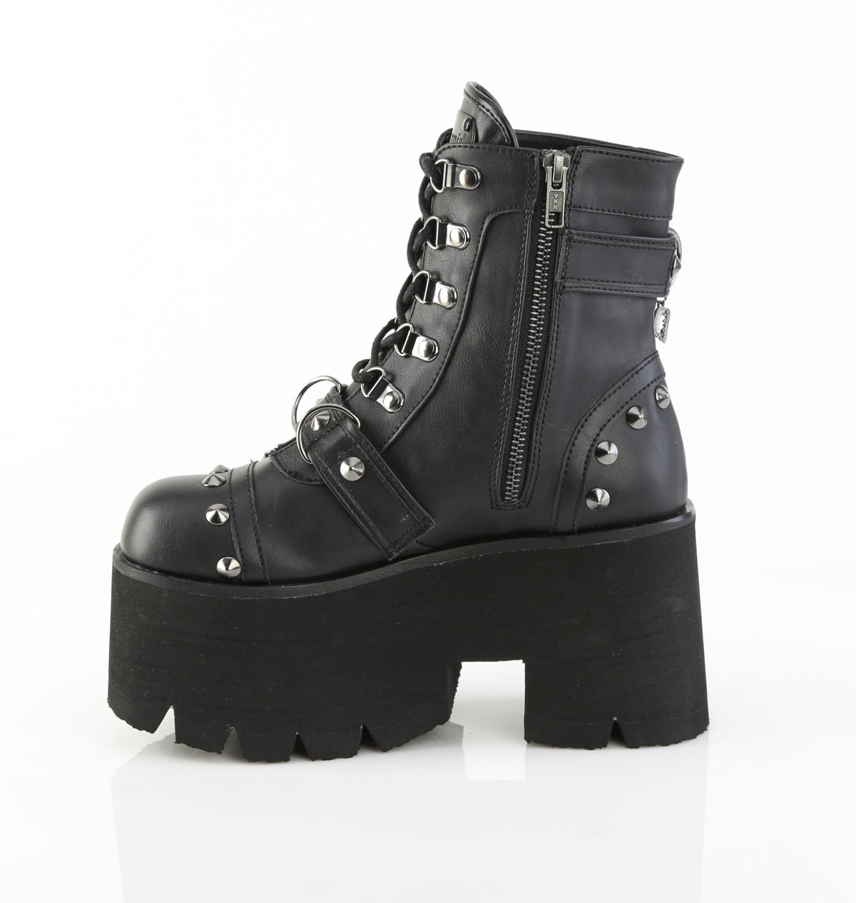 3 Inch Heel ASHES-52 Black Vegan Leather
