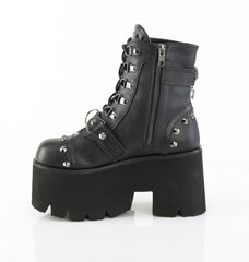 3 Inch Heel ASHES-52 Black Vegan Leather