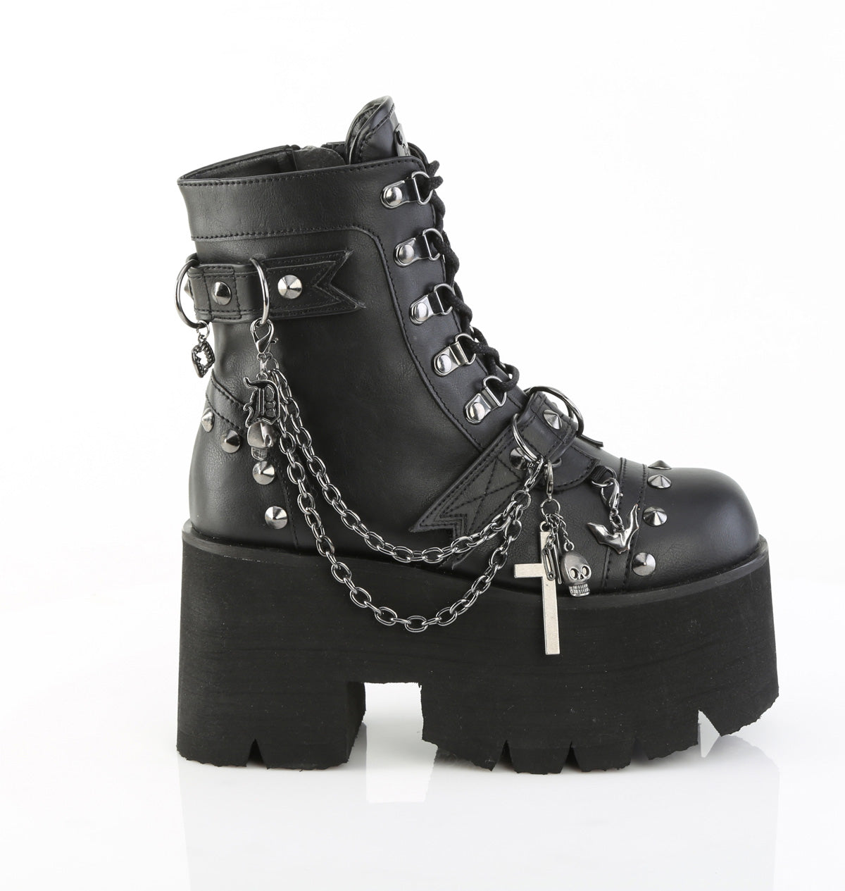 3 Inch Heel ASHES-52 Black Vegan Leather