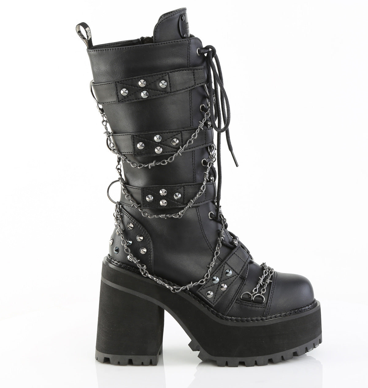 4 Inch Heel ASSAULT-117 Black Vegan Leather