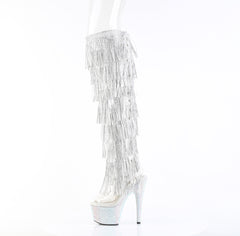 7 Inch Heel BEJEWELED-3019C-RSF-7 Clear Silver Rhinestone
