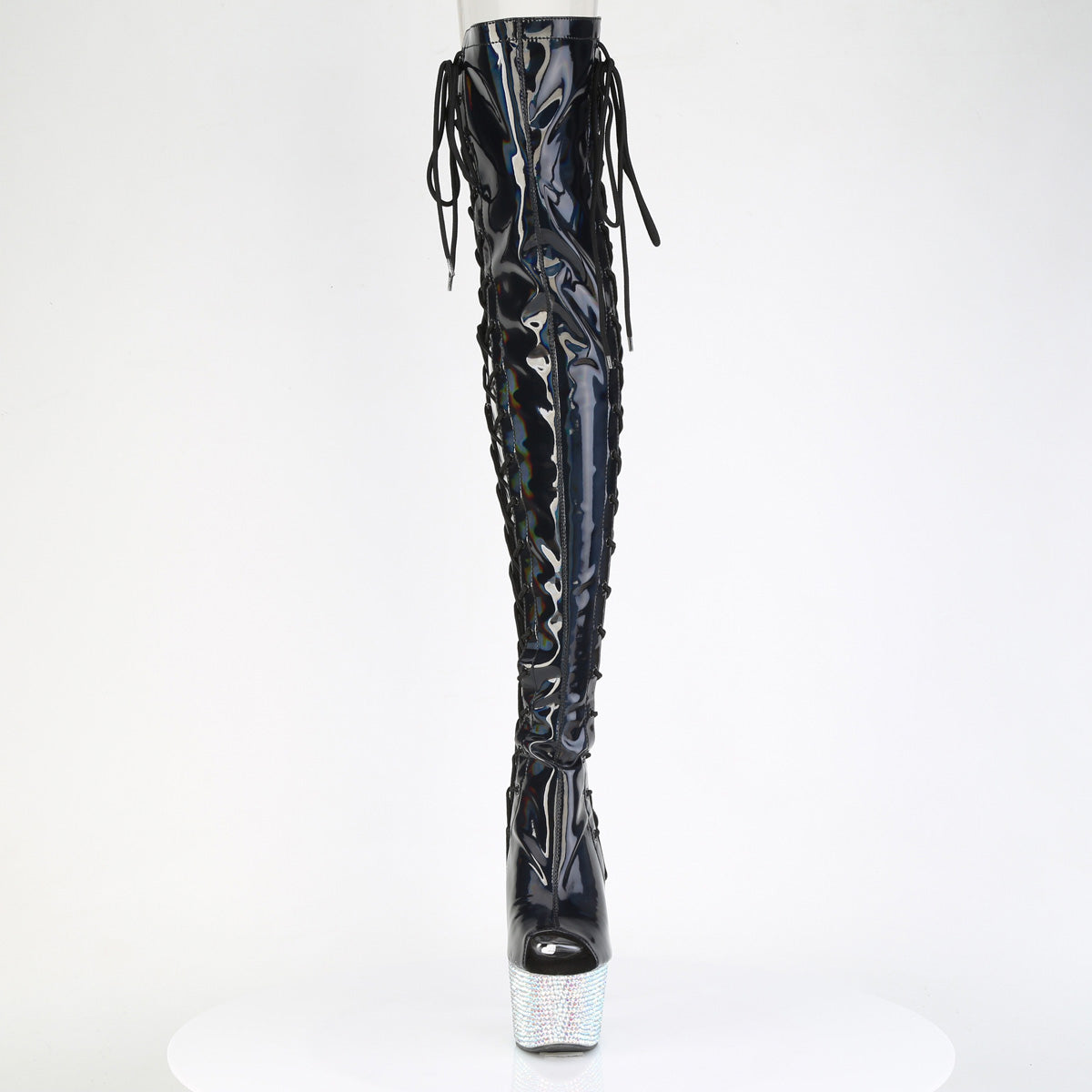 7 Inch Heel BEJEWELED-3052HG-7 Black Holo