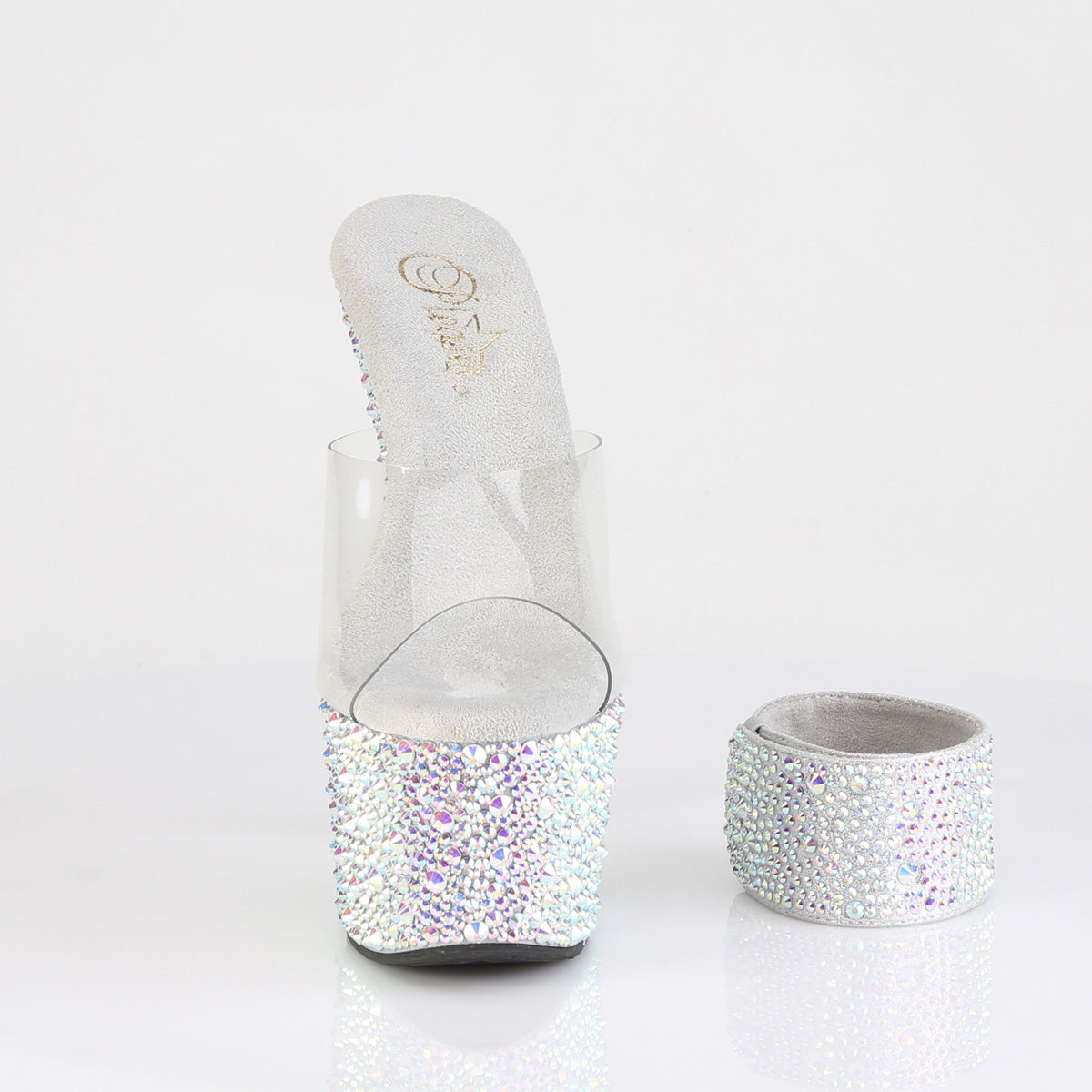 7 Inch Heel BEJEWELED-712MS Clear Silver Rhinestone