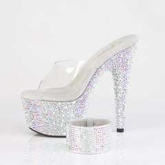 7 Inch Heel BEJEWELED-712MS Clear Silver Rhinestone