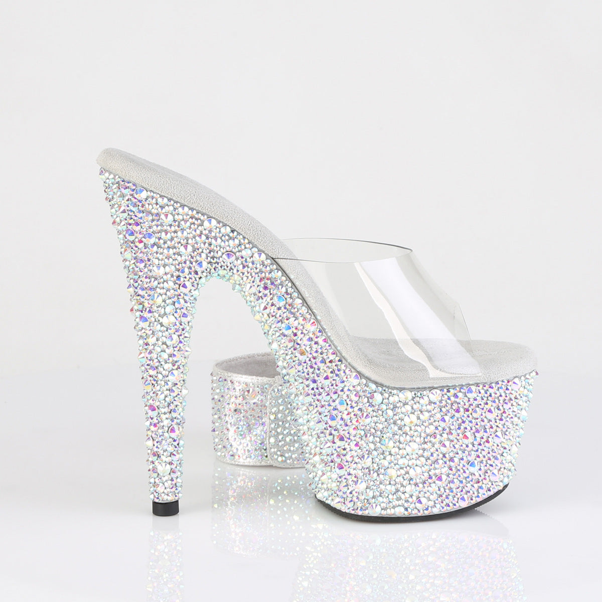 7 Inch Heel BEJEWELED-712MS Clear Silver Rhinestone