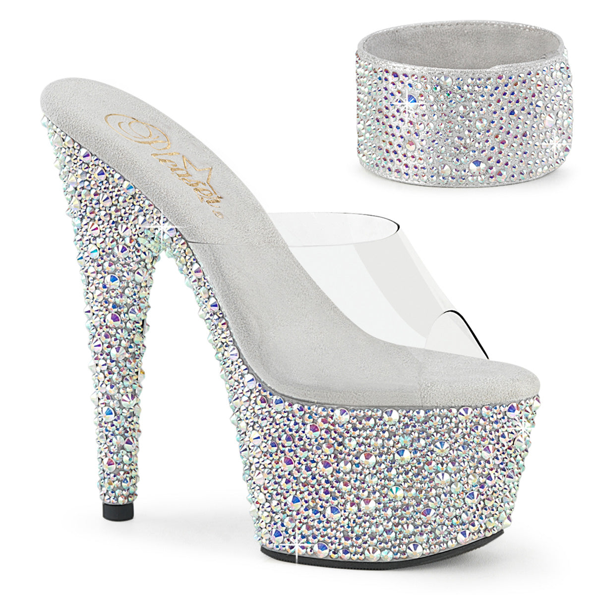 Pleaser Bejeweled 712Ms Clear Silver Rhinestone Platform Shoes