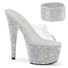 Pleaser Bejeweled 712Ms Clear Silver Rhinestone Platform Shoes