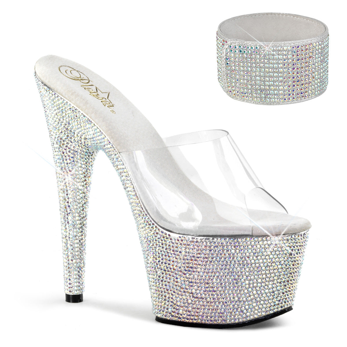 7 Inch Heel BEJEWELED-712RS Clear Rhinestone