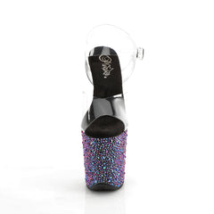 8 Inch Heel BEJEWELED-808MS Clear Black Multi Rhinestone