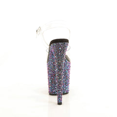8 Inch Heel BEJEWELED-808MS Clear Black Multi Rhinestone