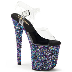 8 Inch Heel BEJEWELED-808MS Clear Black Multi Rhinestone by Pleaser