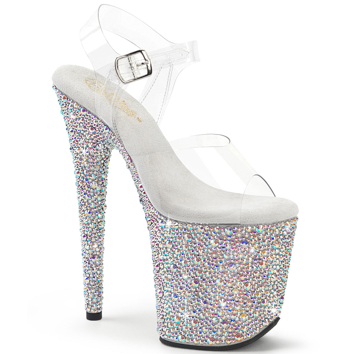 8 Inch Heel BEJEWELED-808MS Clear Silver Multi Rhinestone by Pleaser