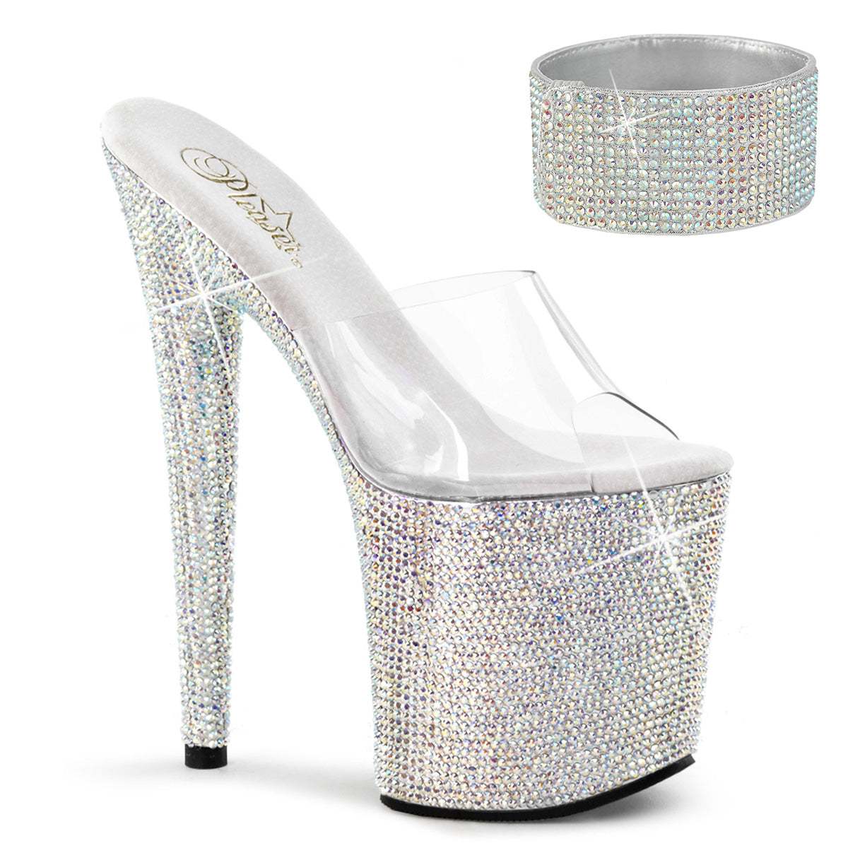8 Inch Heel BEJEWELED-812RS Clear Rhinestone