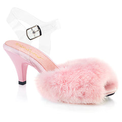 3 Inch Heel BELLE-308FUR Baby Pink Faux Fur by Fabulicious