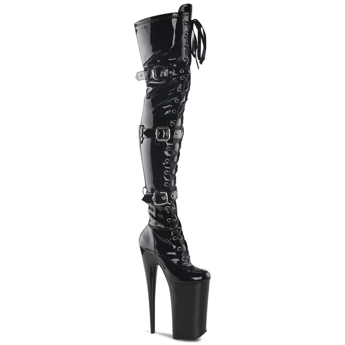 10 Inch Heel BEYOND-3028 Black Stretch Patent
