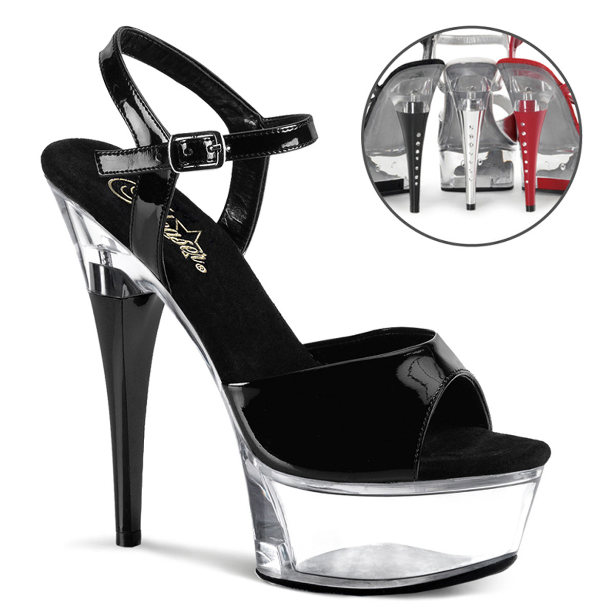 6 Inch Heel CAPTIVA-609 Black Pat-Clear