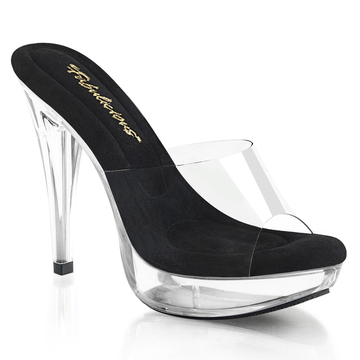 5 Inch Heel COCKTAIL-501 Clear-Black Sole