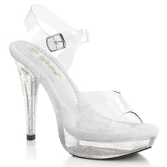Fabulicious COCKTAIL-508MG Clear Ankle Strap Sandals With Glitter Bottom
