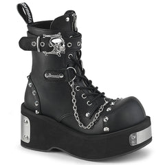 Demonia Dank 57 Black Vegan Leather Women'S Ankle Boots