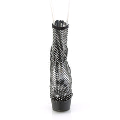6 Inch Heel DELIGHT-1009 Black Rhinestone Mesh