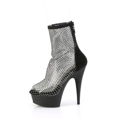 6 Inch Heel DELIGHT-1009 Black Rhinestone Mesh