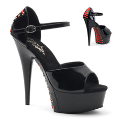 6 Inch Heel DELIGHT-660FH Black (Red Lace)