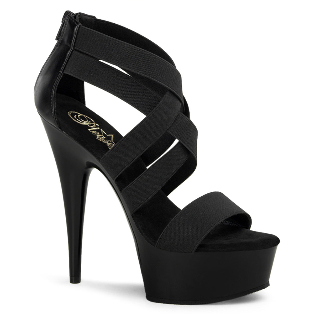 6 Inch Heel DELIGHT-669 Black Elasticated Band