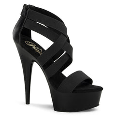 6 Inch Heel DELIGHT-669 Black Elasticated Band
