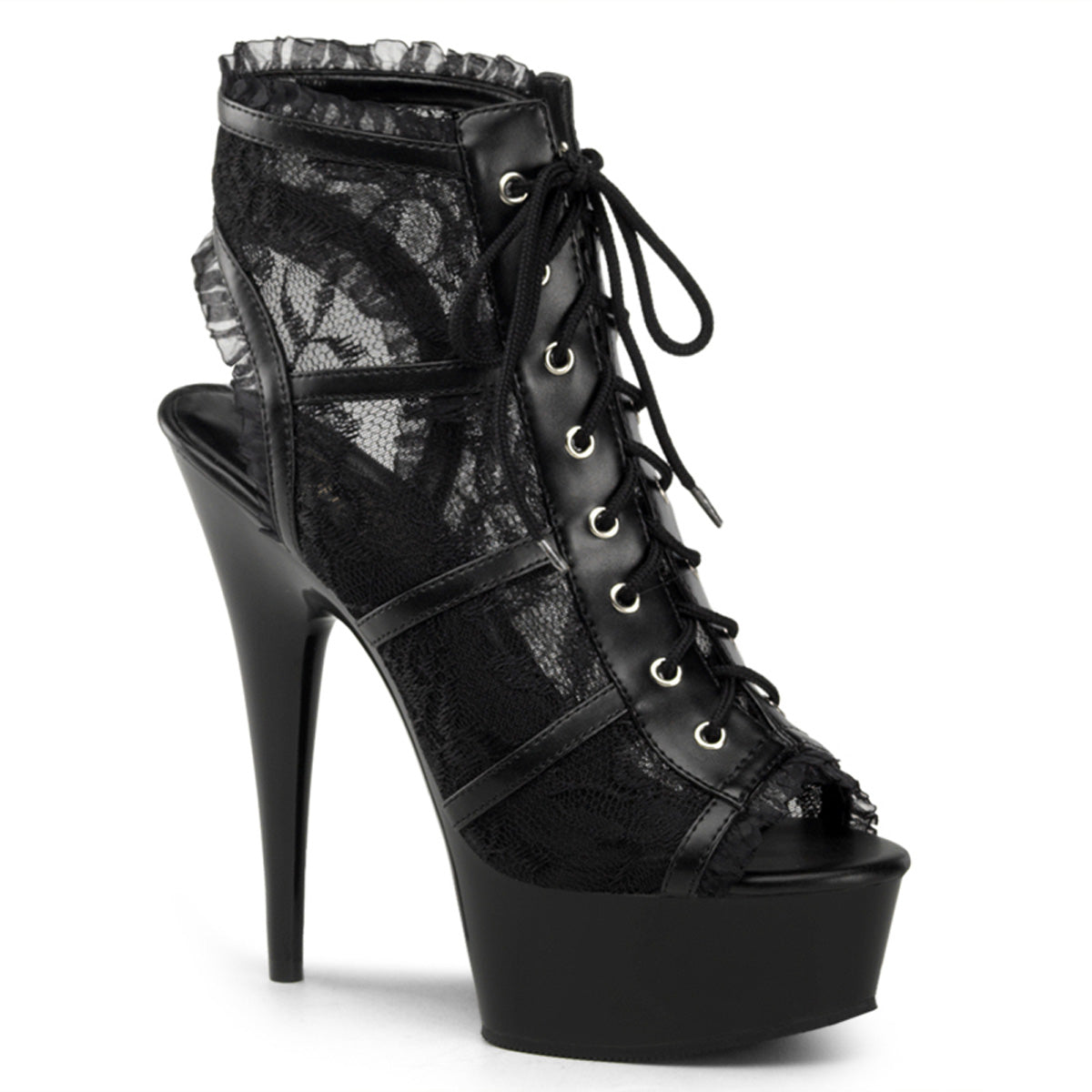 6 Inch Heel DELIGHT-696LC Black Lace