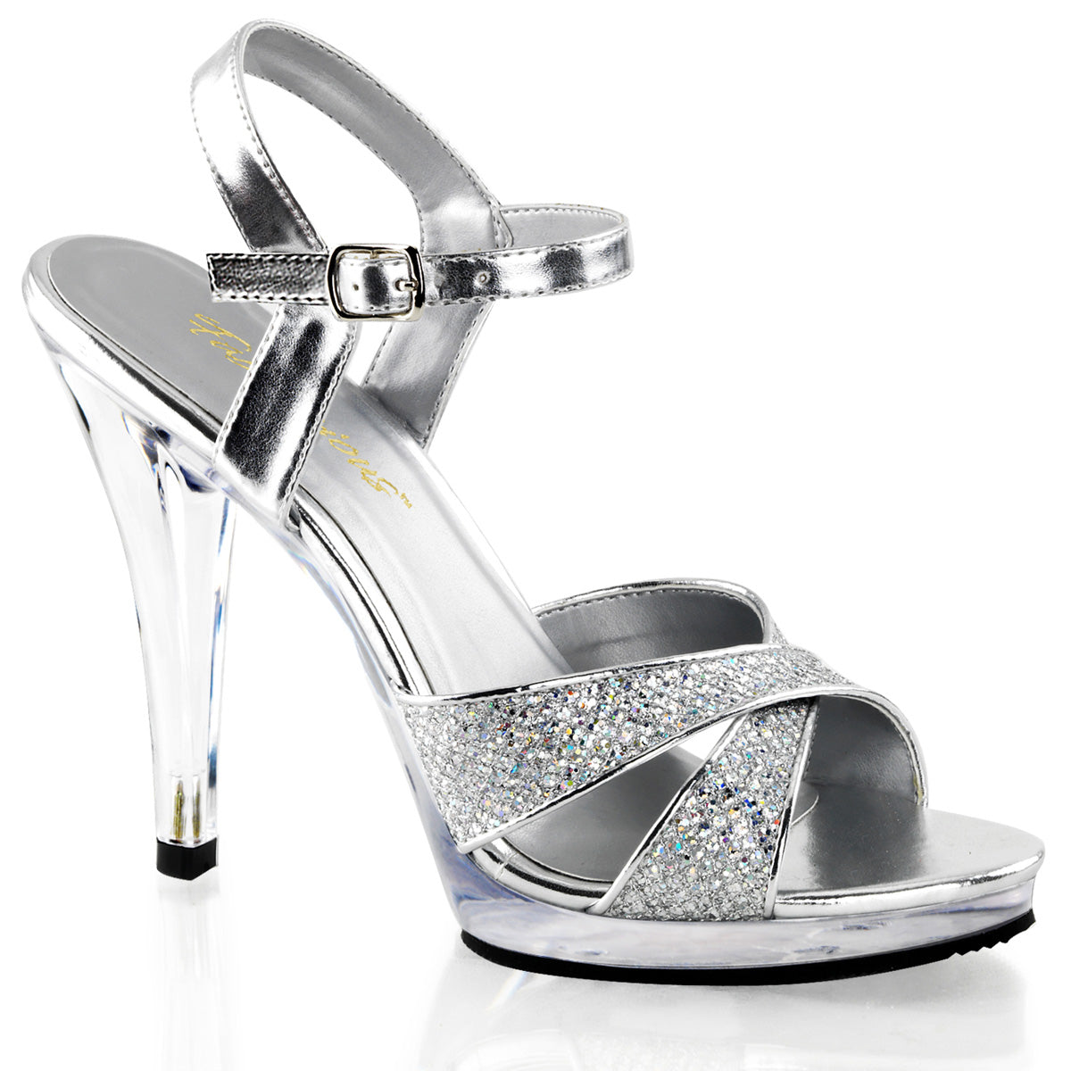 4 Inch Heel FLAIR-419G Silver Glitter