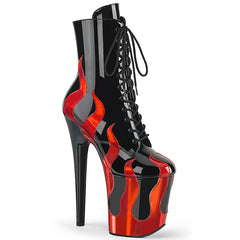 8 Inch Heel FLAMINGO-1020FLM Black Patent Red Metallic by Pleaser