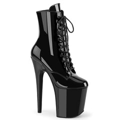 8 Inch Heel FLAMINGO-1020WR Black Patent by Pleaser
