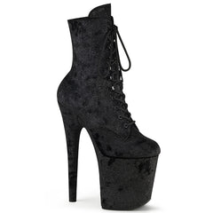 8 Inch Heel FLAMINGO-1020WR Black Shimmering Fabric by Pleaser