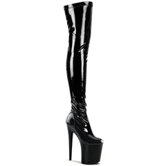 8 Inch Heel FLAMINGO-3000 Black Stretch Patent