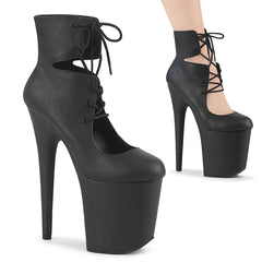 8 Inch Heel FLAMINGO-800-22 Black Faux Leather by Pleaser