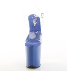 8 Inch Heel FLAMINGO-808 Clear Royal Blue