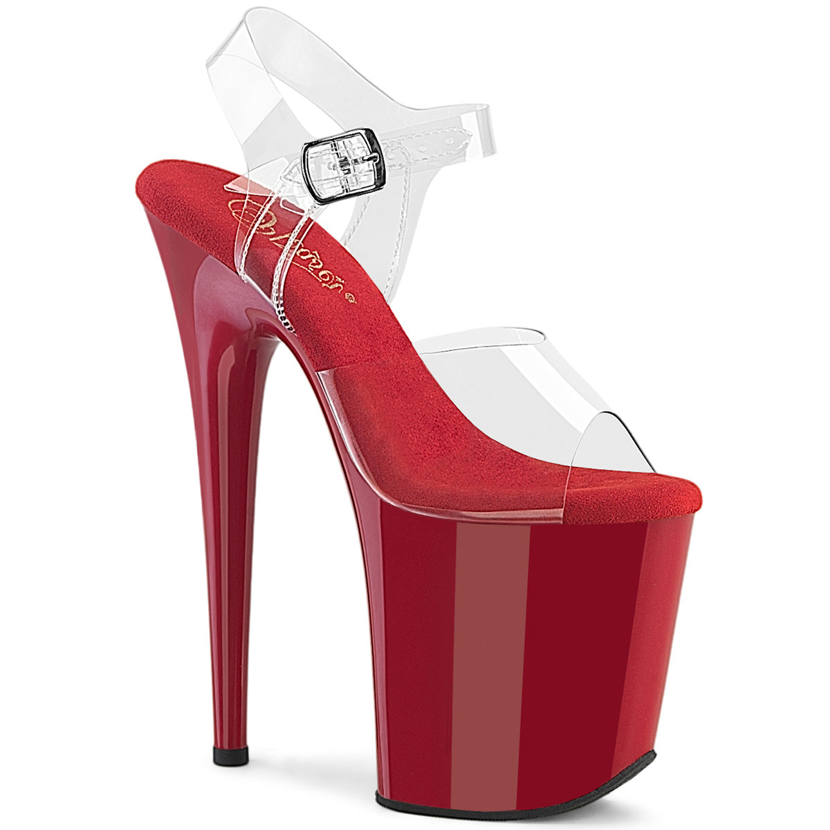 Pleaser Flamingo 808 Clear Red Platform Shoes