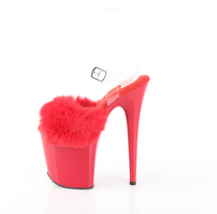 8 Inch Heel FLAMINGO-808FUR Red Faux Fur