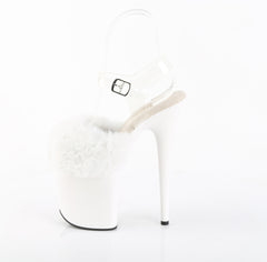 8 Inch Heel FLAMINGO-808FUR White Faux Fur