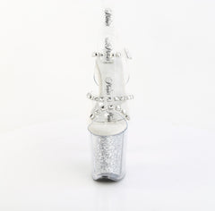 8 Inch Heel FLAMINGO-808PREM-STNG Clear Silver Glitter