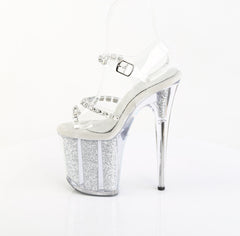 8 Inch Heel FLAMINGO-808PREM-STNG Clear Silver Glitter