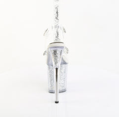 8 Inch Heel FLAMINGO-808PREM-STNG Clear Silver Glitter