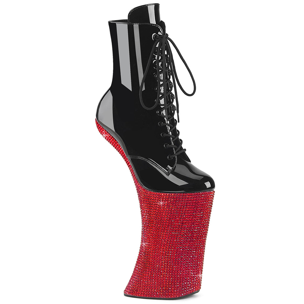 Pleaser FORBIDDEN-1020BEJ Heelless Boots – Black Patent
