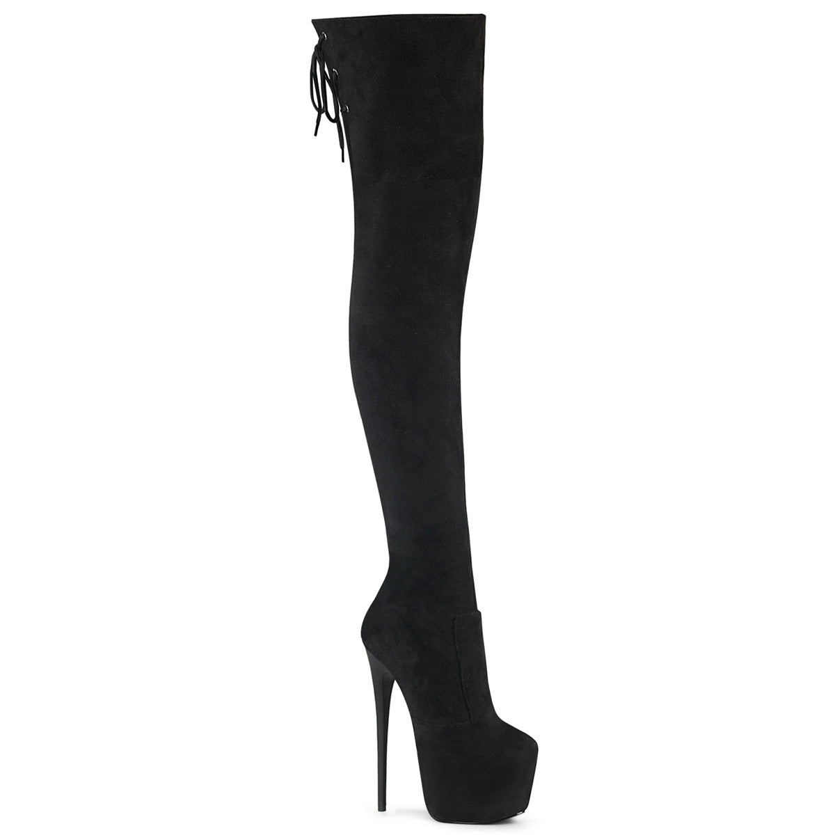 7 Inch Heel JUBILANT-3007FS Black Faux Suede by Pleaser