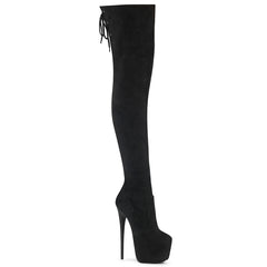 7 Inch Heel JUBILANT-3007FS Black Faux Suede by Pleaser