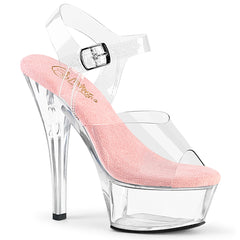 Pleaser Kiss 208 Clear Baby Pink Clear Platform Shoes